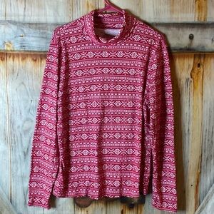 Studio Works NWOT Snowflake Long Sleeve Turtleneck Cotton Top